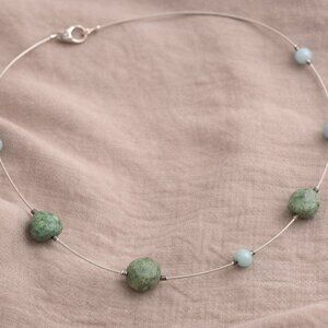 Silpada Chrysocolla & Chalcedony Sterling Silver Necklace – Retired (N1888)